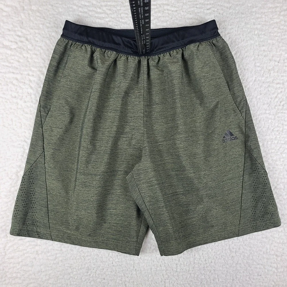Adidas Shorts Mens Large Olive Green Track Gym Basketball Baggy‎ Loose